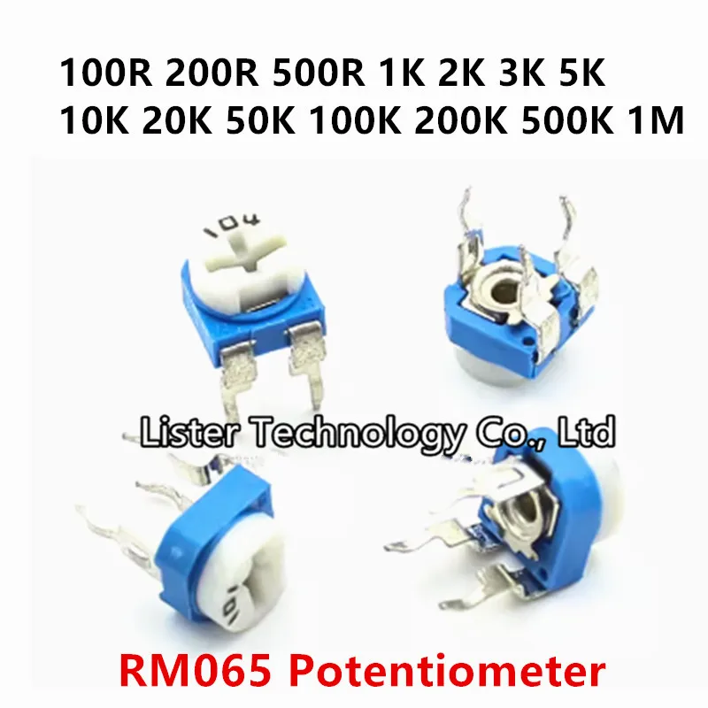 20pcs RM065 RM-065 100R 200R 500R 1K 2K 3K 5K 10K 20K 50K 100K 200K 500K 1M ohm Trimpot Trimmer Potentiometer variable resistor