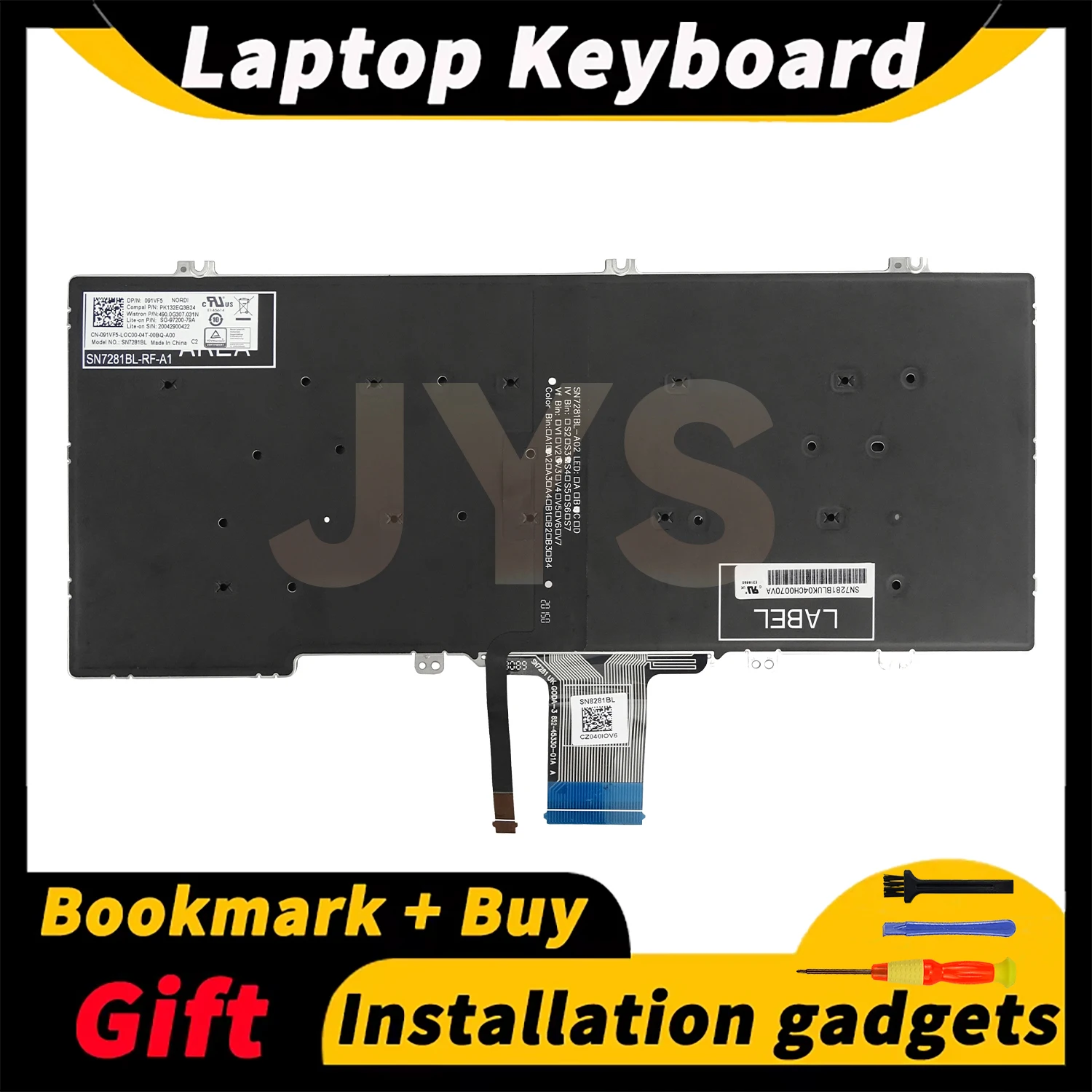 Geschikt voor DELL latitude 3300 5200 5300 7200 7300 3301 laptop vervangend toetsenbord met achtergrondverlichting UK-indeling