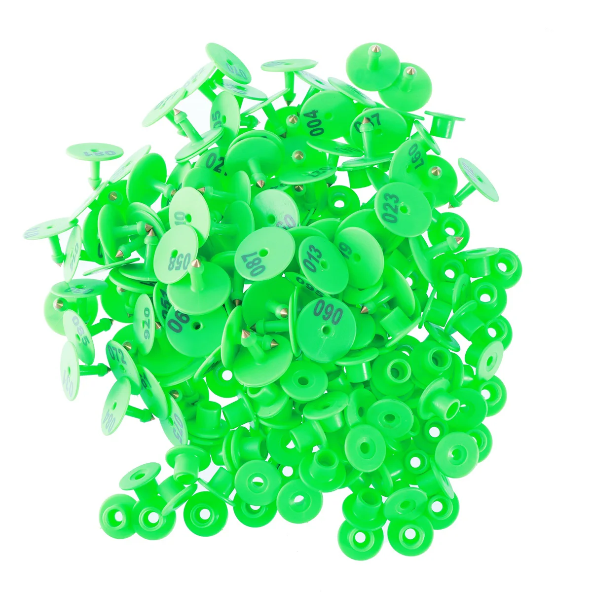 100pcs 1-100 Number Plastic Livestock Ear Tags Large Domestic Animal Tags for Goat Cattle and Pig(Green)