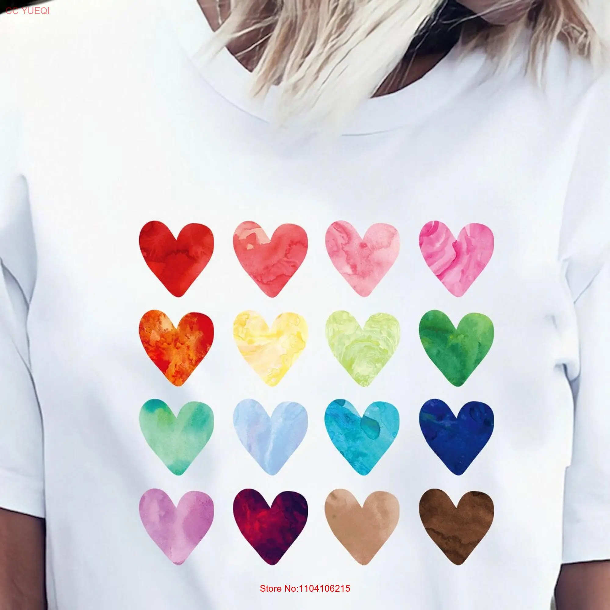 Watercolor HearT T Shirt Valentine's Day Lover Valentines long or short sleeves