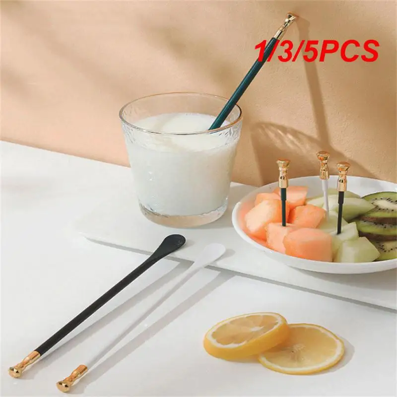 1/3/5PCS Fruit Stick Long Handle Milk Tea Honey Two-in-one Kitchen Bar Supplies Fruit Labels Light Luxury Baby Milk Powder