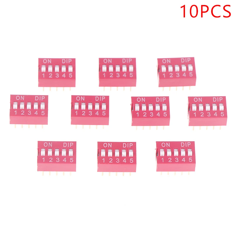 10pcs Slide Type Switch Module 1 2 3 4 5 6 8PIN 2.54mm DIP Red Pitch Toggle Switch Red Snap Switch Dial Switch IGMOPNRQ