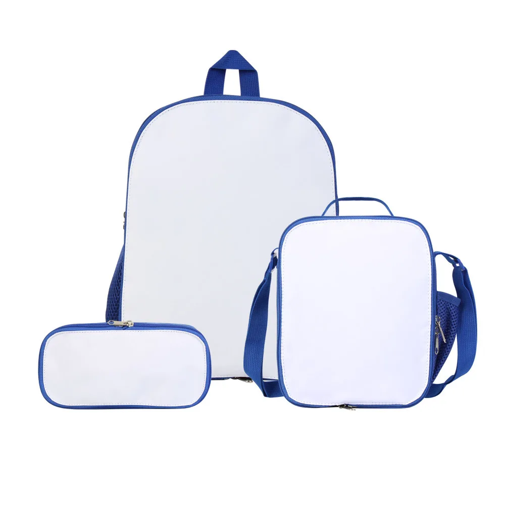 Stampa a sublimazione borsa da scuola vuota zaino Lunch Box borse a matita per studenti tre set bambini ragazzi ragazze Bookbag regalo