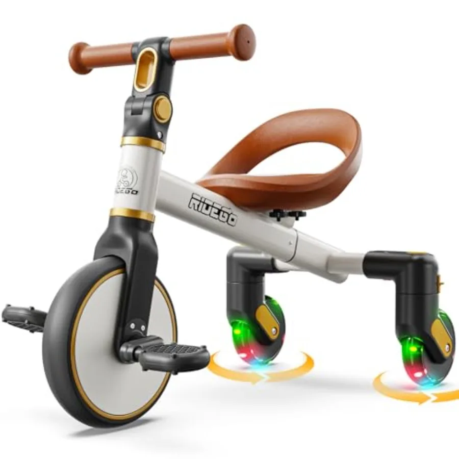 

Детский трехколесный велосипед Ridego 3-в-1 для детей от 2 до 5 лет с вращающимися на 360 градусов светящимися колесами, регулируемым сиденьем, прочной пластиковой рамой, красный и синий цвета, модель C