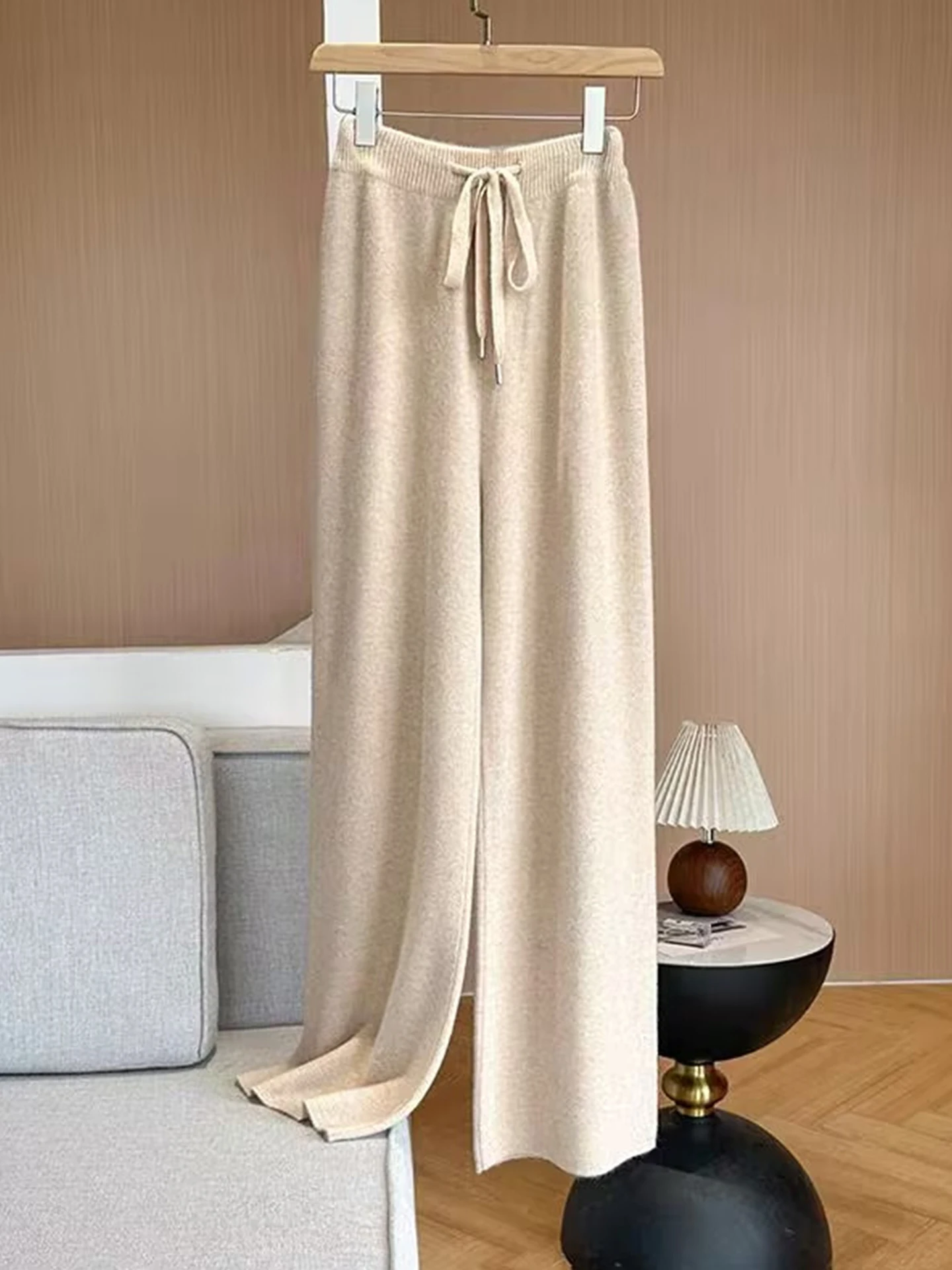 Pantalones informales de pierna ancha para mujer, cómodos, de Color puro, respetuosos con la piel, Otoño Invierno, pantalones largos personalizados para ir al trabajo