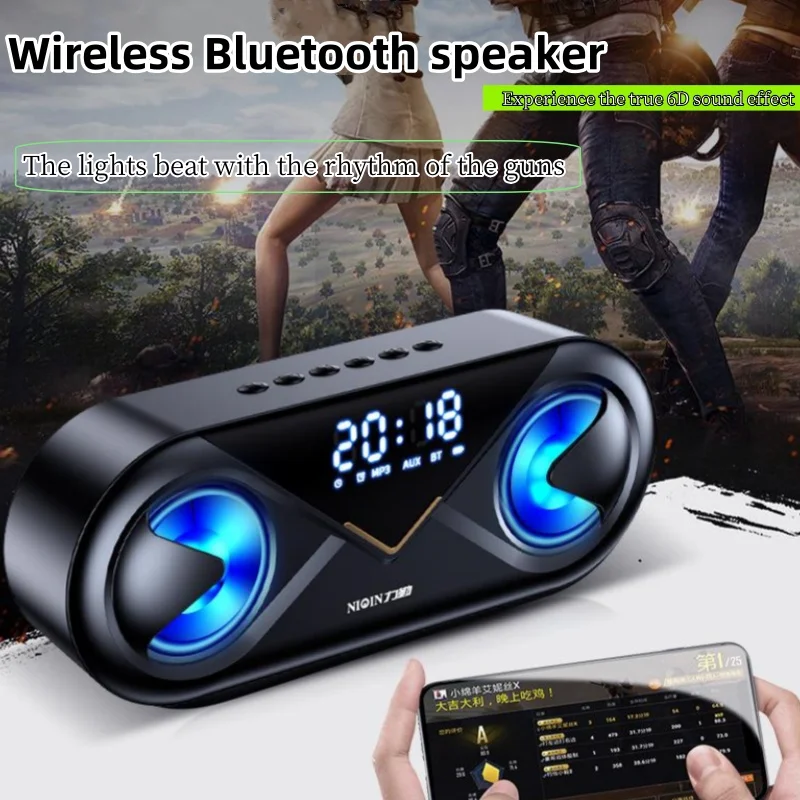 

Alarm Clock Wireless Dual-speaker 3D Stereo Sound Bluetooth Speaker HIFI RGB Lights USB Sound Box Outdoor Portable Subwoofer AUX