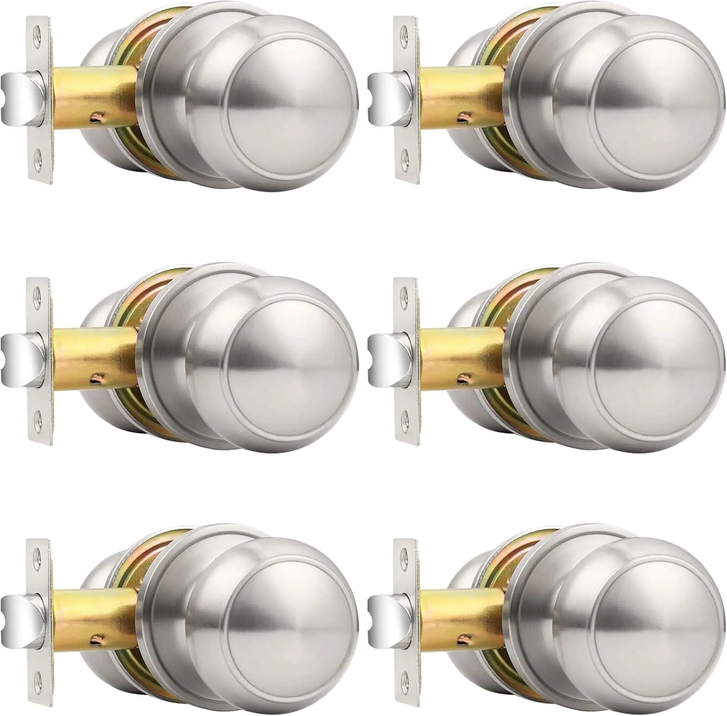 

Набор из 6 дверных ручек для межкомнатных дверей, матовый никель, без ключа, круглые, для прихожей, гардеробной, проходных дверей
