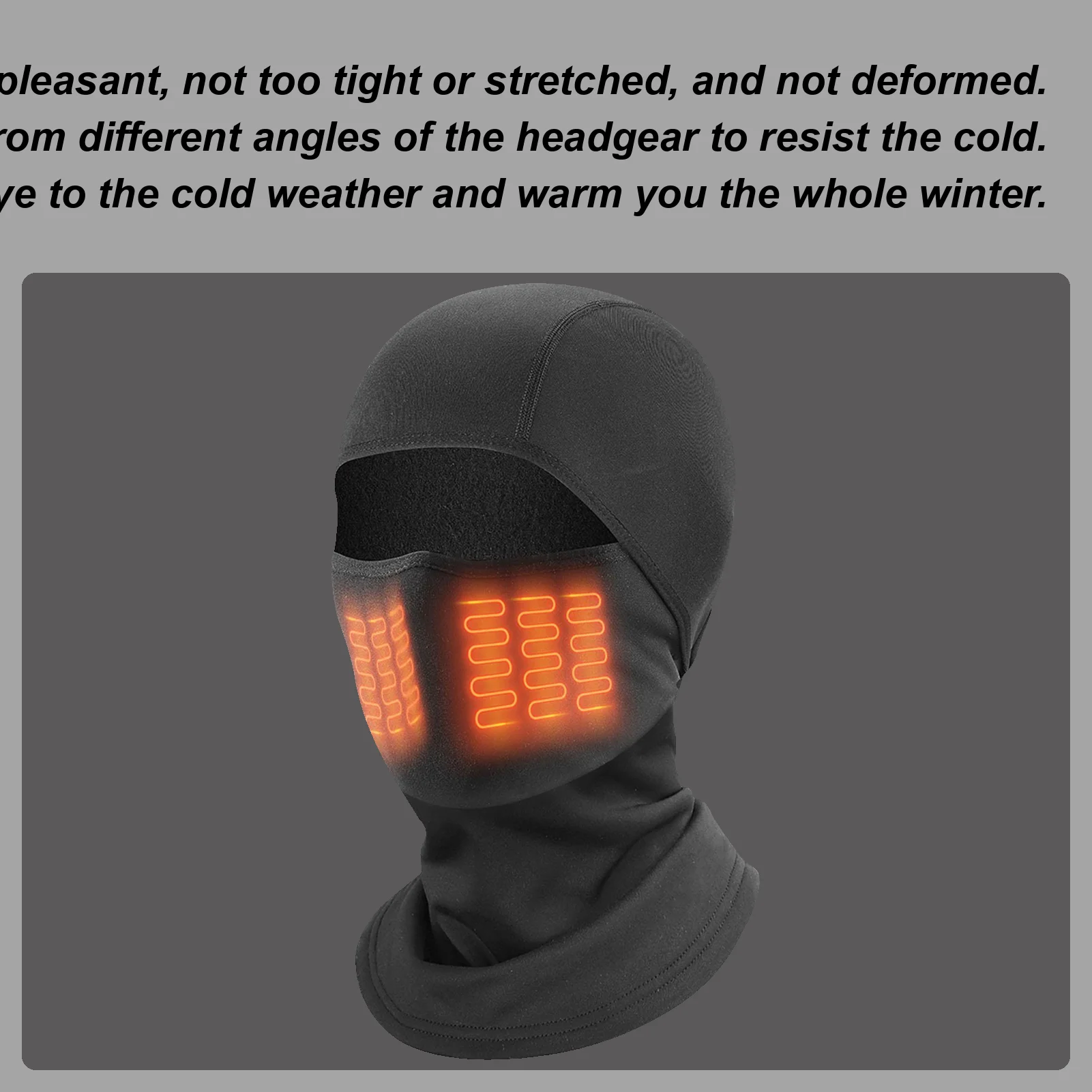 

Winter Cycling Hat Comfortable Windproof Heating Headgear Cycling Heating Face Mask for Ski Bicycle Motorcycle