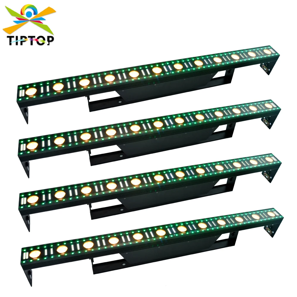 4 Units 12x3W Warm White Color Led Bar Wall Washer Light with RGB Pixel Belt 100cm Long Intdoor Stage Party Building Led Project