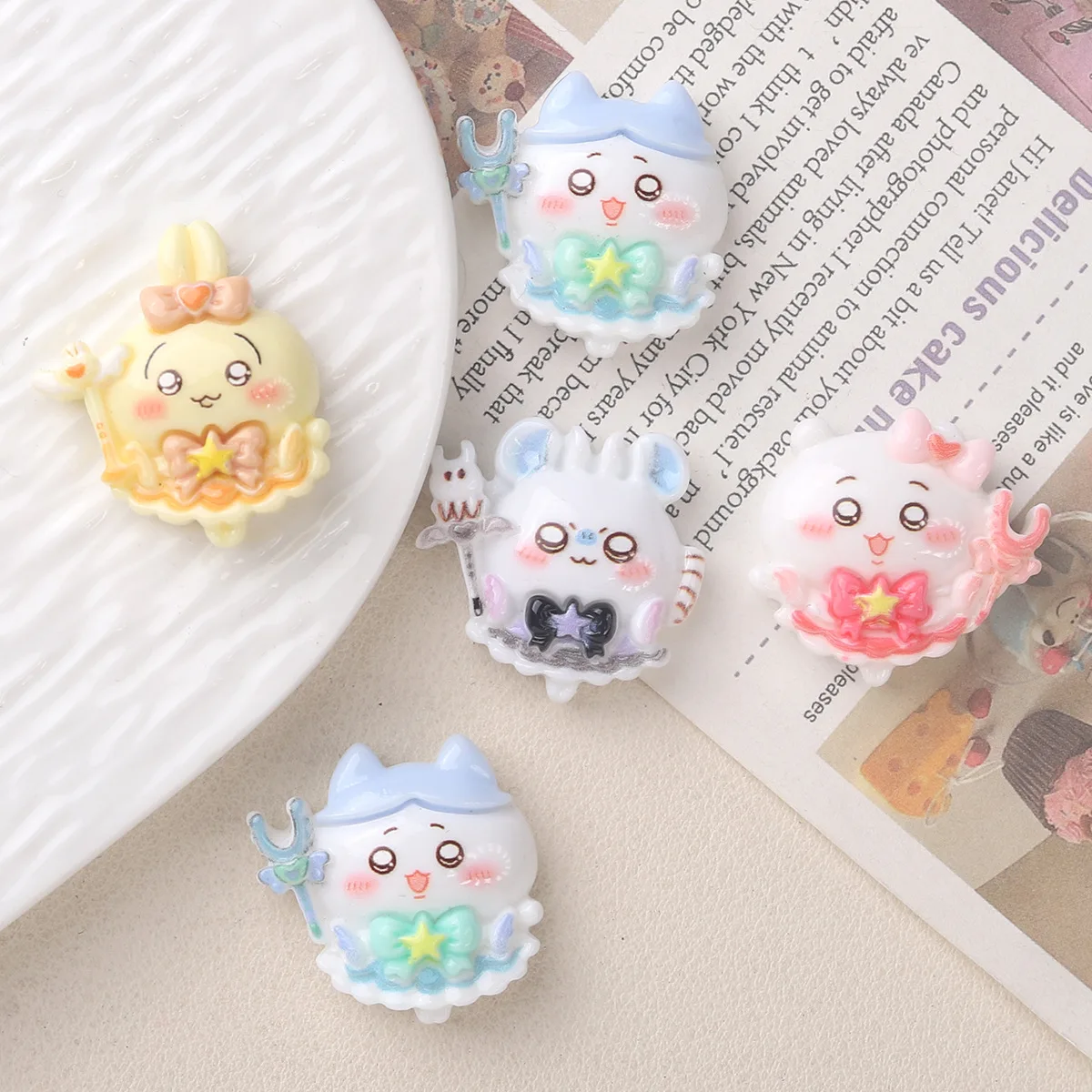 5pcs Cartoon DIY Resin Accessories Skirt Chikawaii Resin Flatback Cream Glue Handmade Hairpin Mobile Phone Case Charms