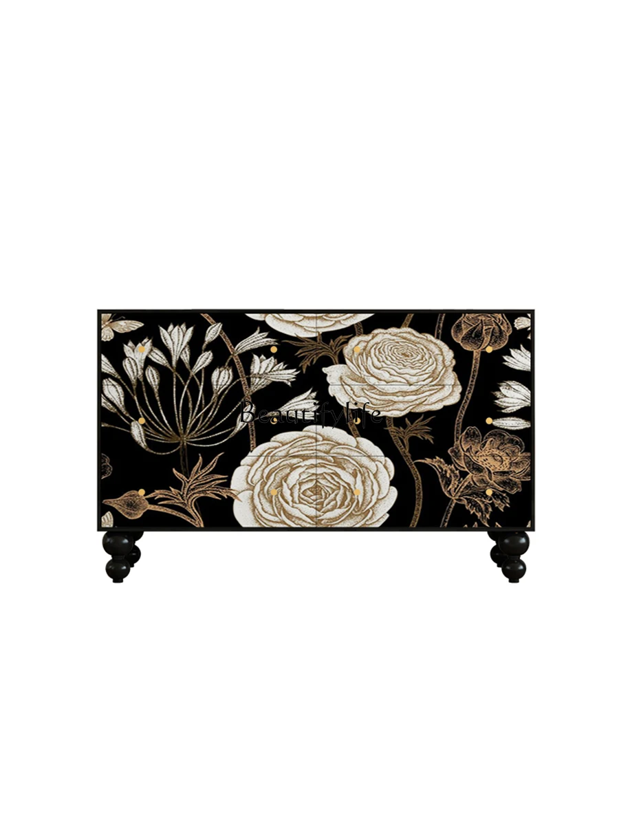 

Chinese Style Floral Six-Drawer Dressing Table Vintage Drawer Decorative Cabinet