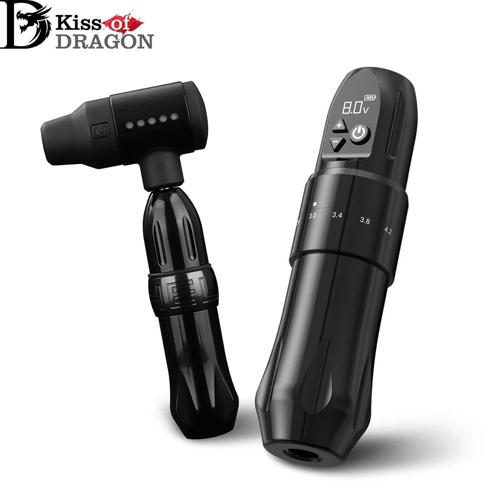 

Kiss of Dragon Wirless Tattoo Machine Pen Power Supply 7 Adjustable Stroke Custom Motor 1800mAh Battery Tattoo Set For Tattoo