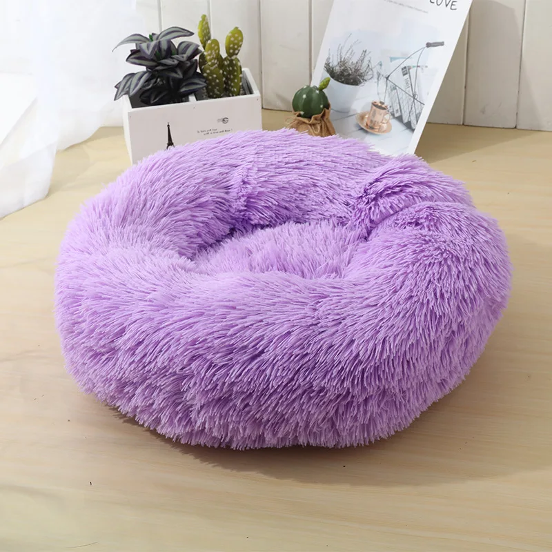 Ronde kattenbedden Huis Zacht lang pluche bed voor honden Mand Huisdierproducten Kussen Kattenbed Kattenmat Slaapbank, Geschikt voor de winter