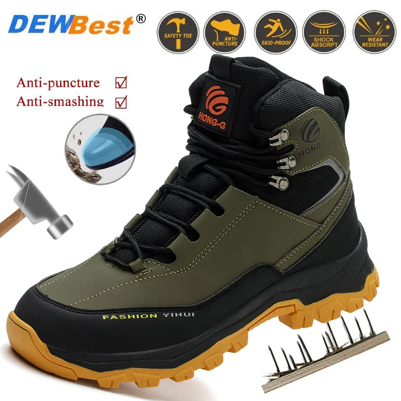 Men's package steel head anti-smash anti-stabbing rubber outsole wear-resistant comfortable work boots non-slip safety shoes