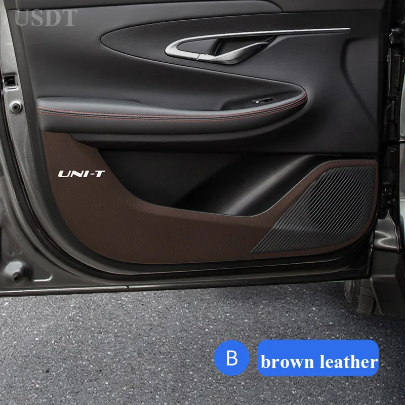 

For Changan UNIT UNI-T 2023 2022 2024 Accessories Leather Carbon Fiber Sticker Door Anti Kick Cover Door Sill Protection Mat