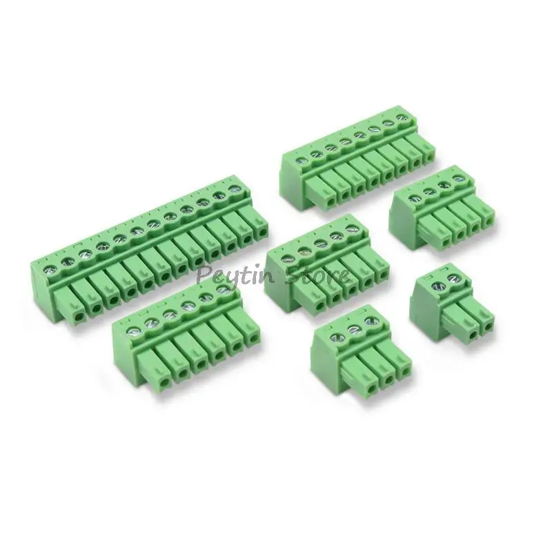 2Pcs KF2EDGK-3.81mm Spacing   2/3/4/5/6/7/8/9/11/12/13/14/16P Connection Terminal Connector Plug Green 300V 8A