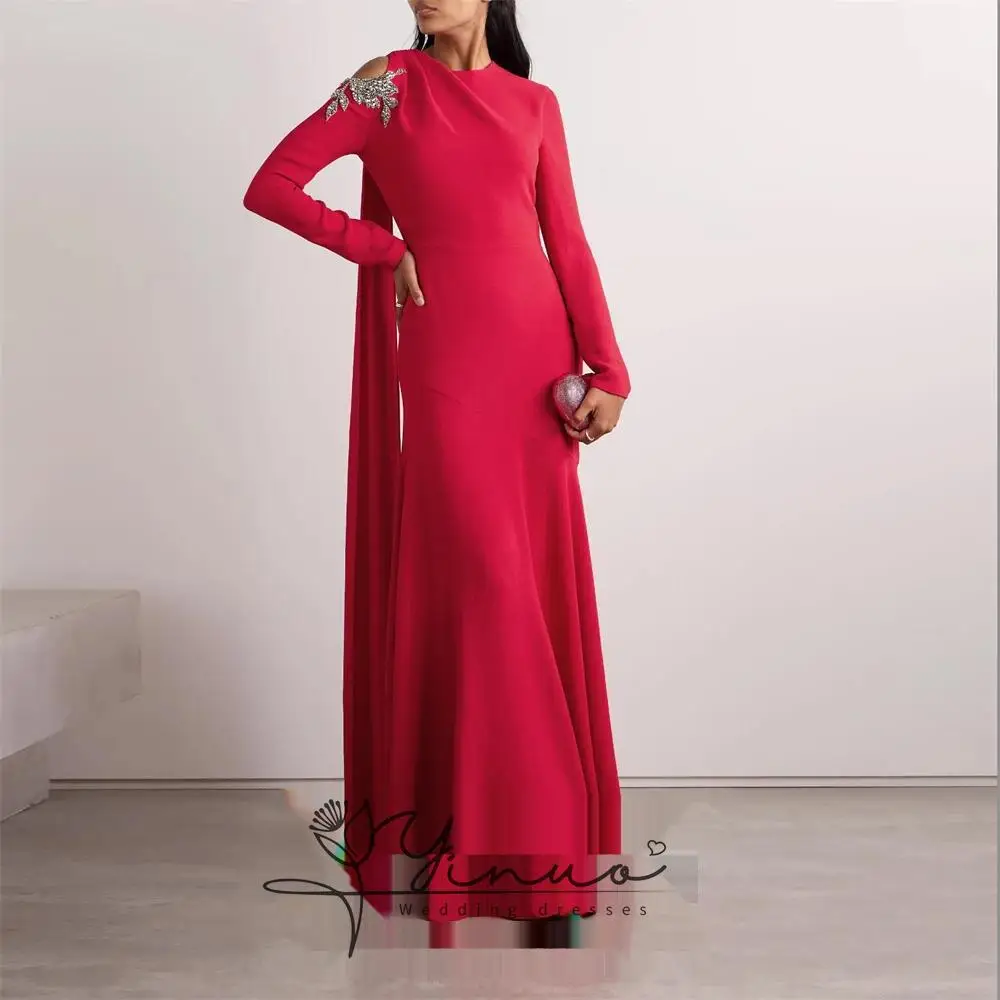 

Customized Evening Dresses O Neck Crepe for Special Occasions Formal Gowns Elegant Party Dresses Woman For Dubai