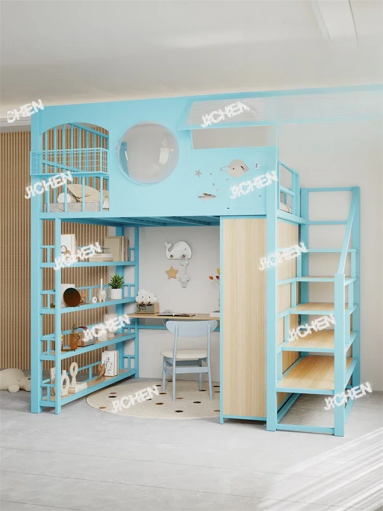 

HSWrought iron elevated bed Go to bed Under table Multifunctional go to bed Under wardrobe Thickened Small apartmen