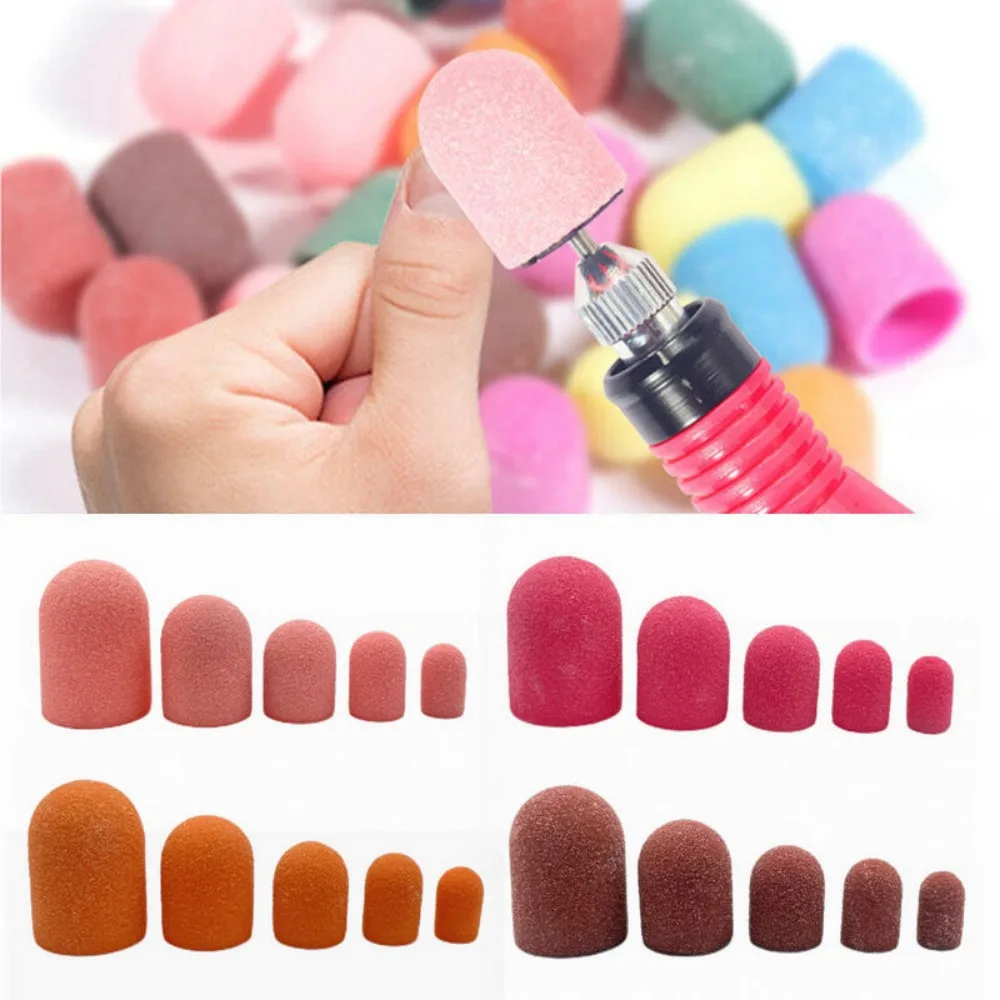 50pcs Sanding Bands Caps With Mandrel Nail Drill Bit Milling Cutters Clean Cuticle Polishing Pedicure Manicure Accessories