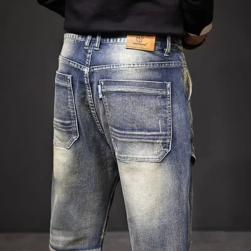 Man Cowboy Pants Motorcycle Cargo Trousers Straight Men\'s Jeans Y2k Streetwear Clothes 2000s Loose Korean Fashion High Quality