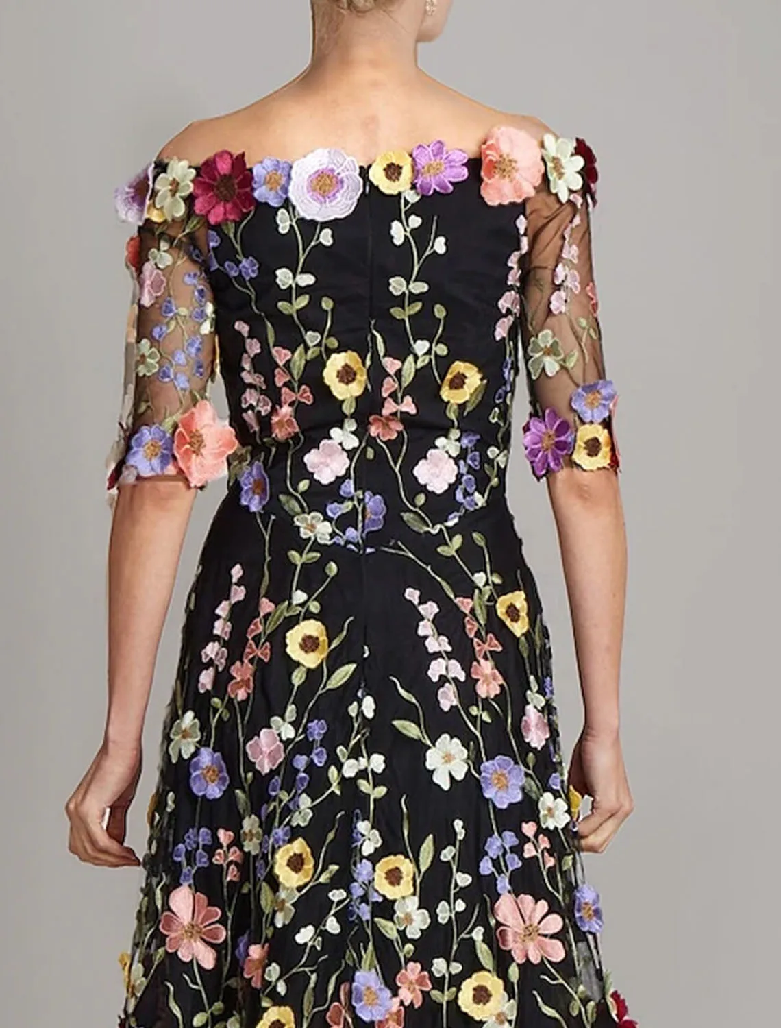 Robe d'invité de mariage A-ligne, robe florale, semi-formelle, Garden Party, longueur au sol, hors démarrage, broderie personnalisée gratuite, 2025