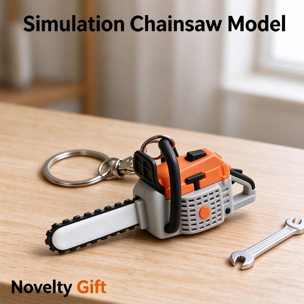 Mini Simulation Chainsaw Keychain Cute Tool Model Key Ring Fashion Bag Pendant Jewelry Gift for Men Lumberjack
