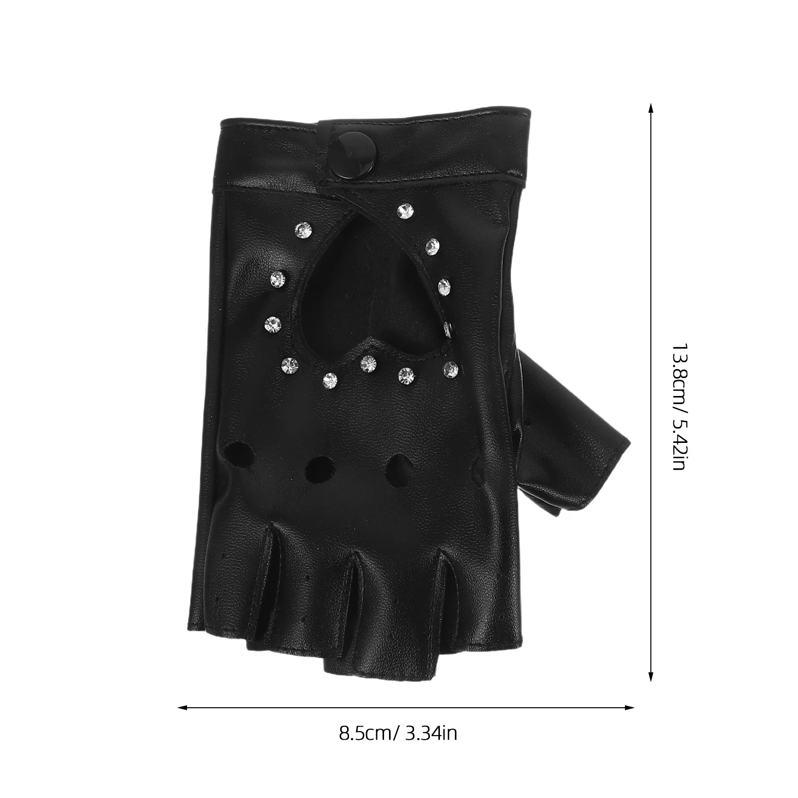 2Pairs Childrens Fingerless Gloves Punk Style Heart Cutout Sparkly PU Half Finger Mittens Dance Halloween Kids Punk Gloves