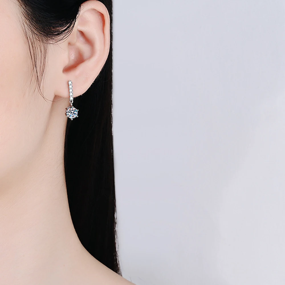 1CT D‑Color Moissanite Sparkling Earrings for Women,GRA Certified,925 Sterling Silver Base Plated 18K,Lab‑Created Diamond‑Style Fine Earrings,Party Occasion,Anniversary Holiday Gift Accessories