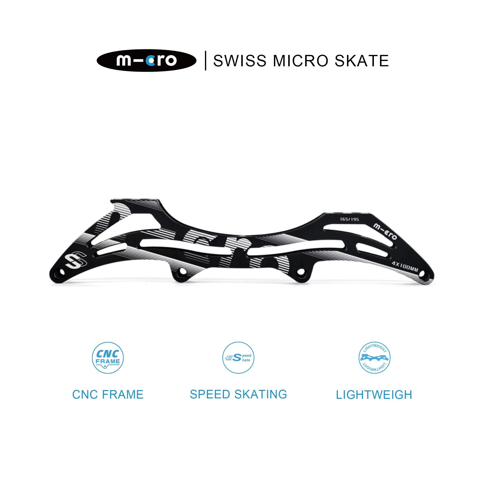 

Micro SS(ETNA) Frame,4*90/100/110mm,Super Lightweight Professional Aluminum Alloy Frame for Speed Skating,Mount 150/165/195mm