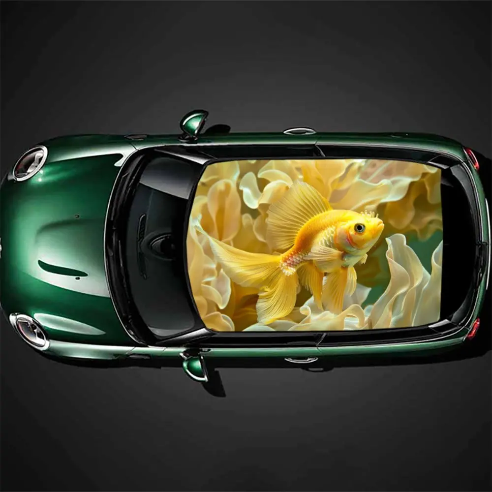 

Underwater World Swimming Fish Car Roof Sticker Wrap Racing SUV Auto Accessories Packaging PVC Car Hood Graphic Decal Decoration