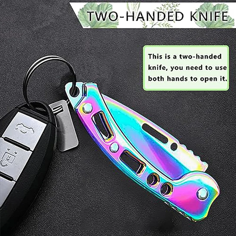 Stainless Steel EDC Folding Knife Outdoor Camping Survival Tactical Hunting Self-defense Knives Keychain Fruit Pocket Knife