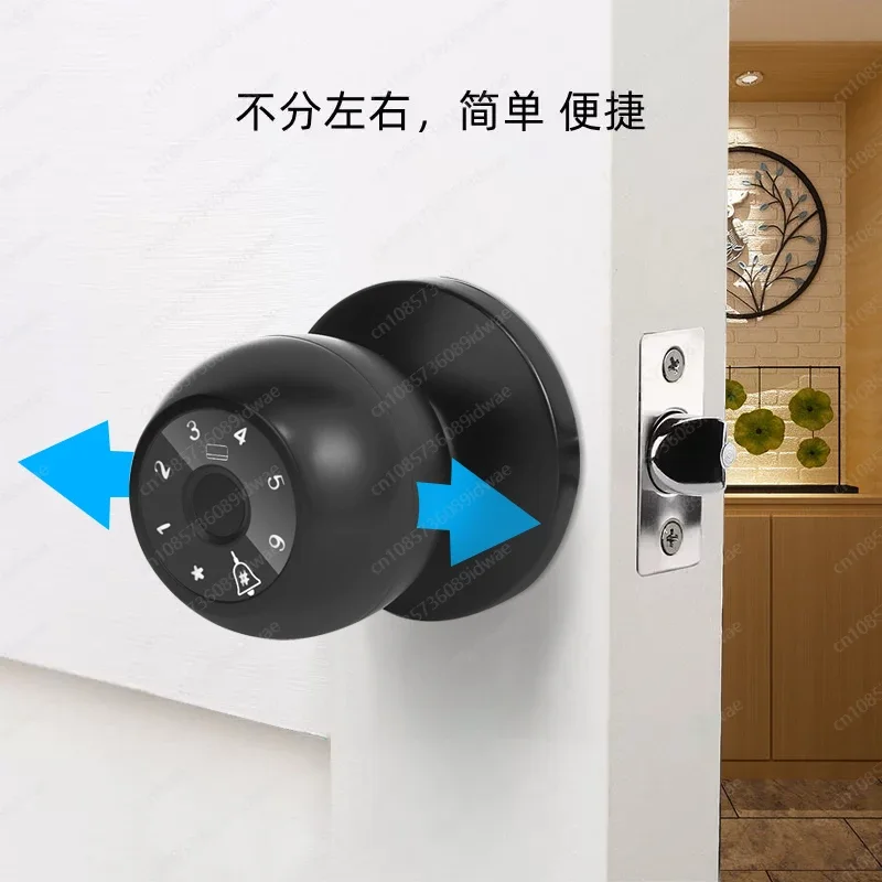 Fingerprint lock Smart spherical lock, single tongue password lock, hole-free round door lock, remote management graffiti lockQ7