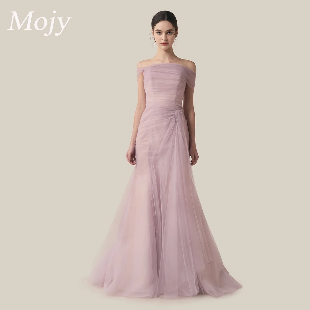 

Mojy 2025 Элегантные корейские вечерние платья с открытыми плечами, женское вечернее платье, платье для выпускного вечера из мягкого тюля по индивидуальному заказу, музыкальное выступление