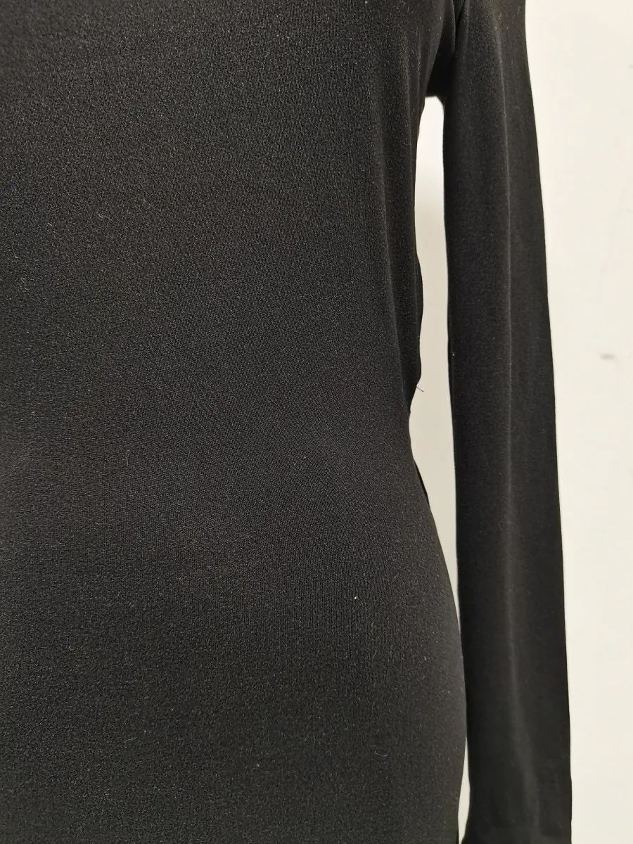TWOTWINSTYLE Black Turtleneck Backless Maxi Dresses Female Long Sleeve Slimming Minimalist High End Style for Luxury Cocktails