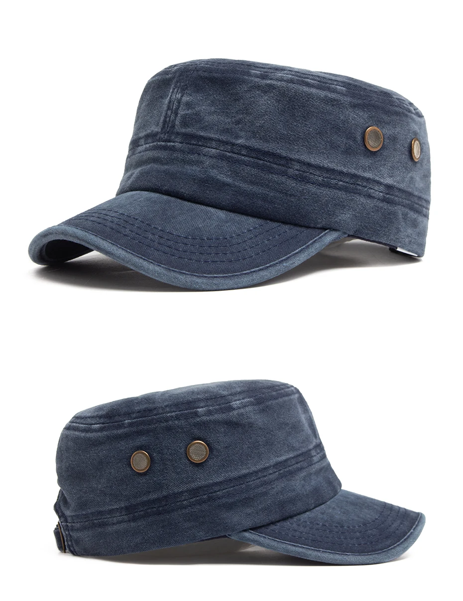 Männer flache Armee Hut gewaschen Baumwolle Vintage Visier Baseball kappe Jagd militärisch Kappen lässig im Freien für Frühling Herbst verstellbar – Detail 8