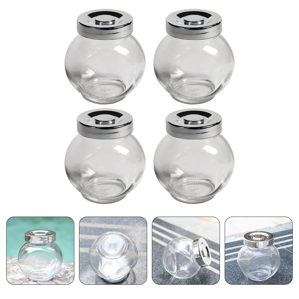 

4Pcs Sealed Glass Powder Jar Storage Canister Mini Holder for Tea Incense Spice Container Glass Storage Tank