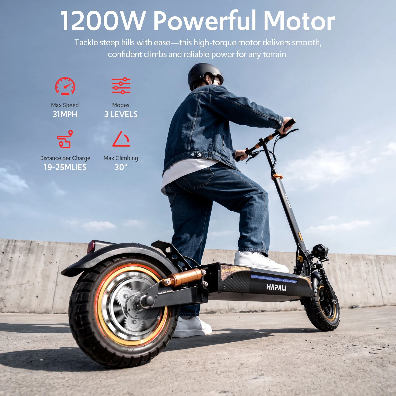 Off Road Electric Scooter, 48V 13AH 1200W Motor Folding E-Scooter, 11 3
