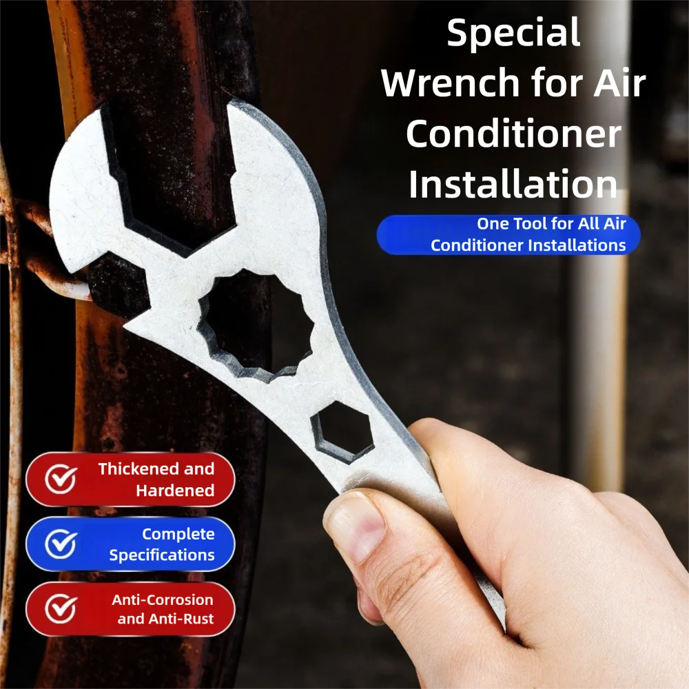 Multi-Functional Air Conditioner Wrench Thickening and Hardening Alloy Steel Multifunctional Wrench Durable Double-End Wrench