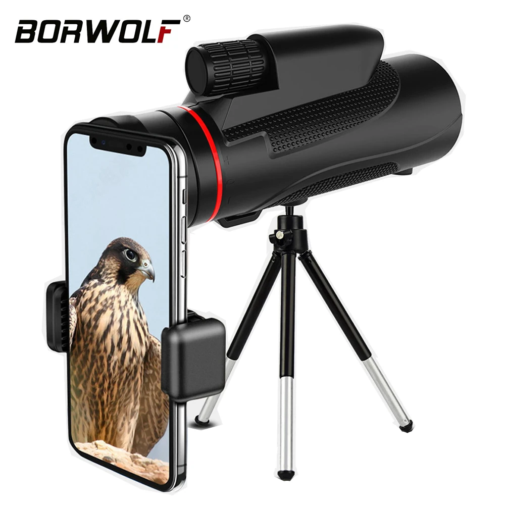 

Borwolf 16X50 Monocular Telescope HD Bak4 Prism Scope with Phone Clip Tripod for hunting Birdwatching Telescope