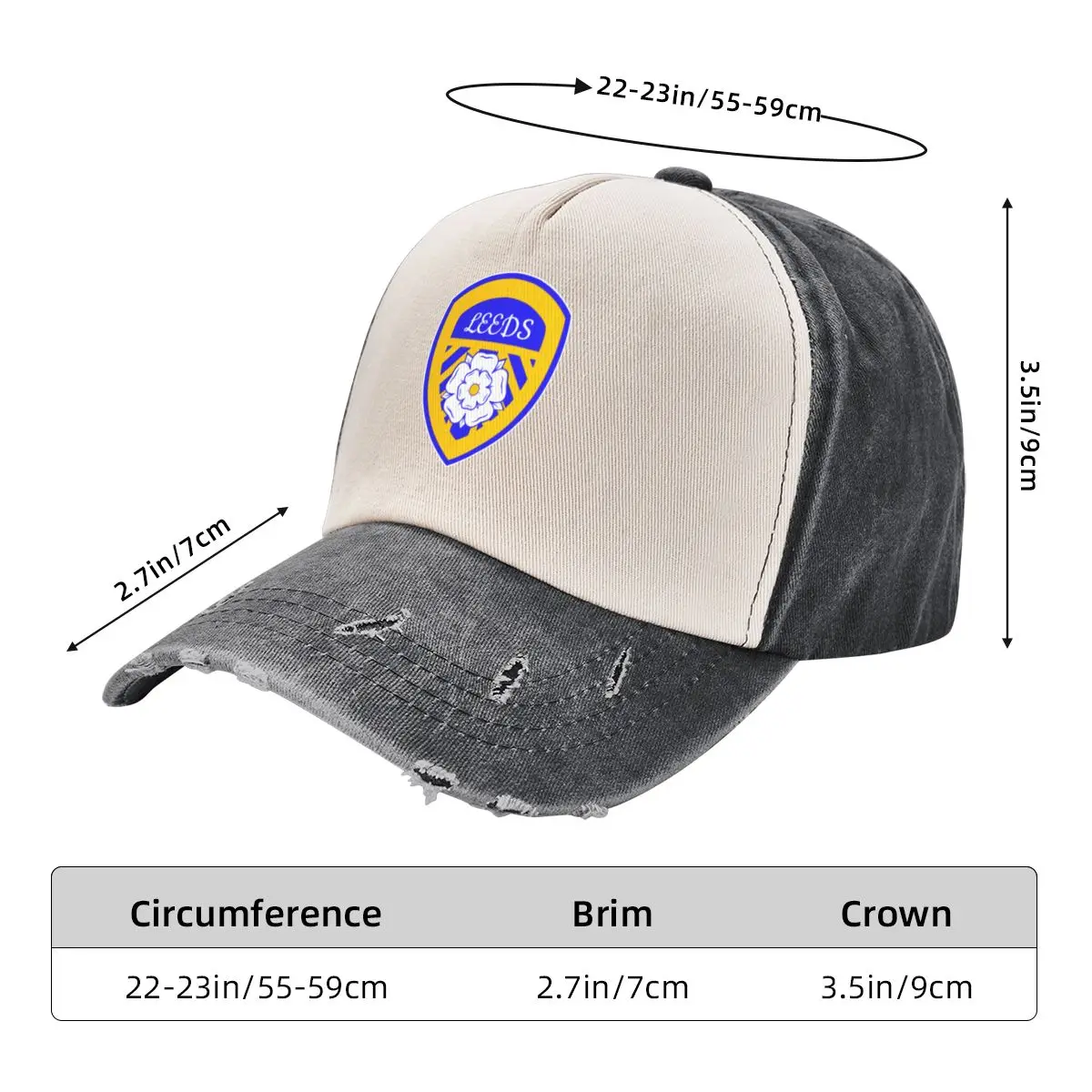 Leeds Crest Fanmade Merchandise Baseball Cap Hat Luxury Brand Military Cap Man Golf Hat derby hat For Man Women's