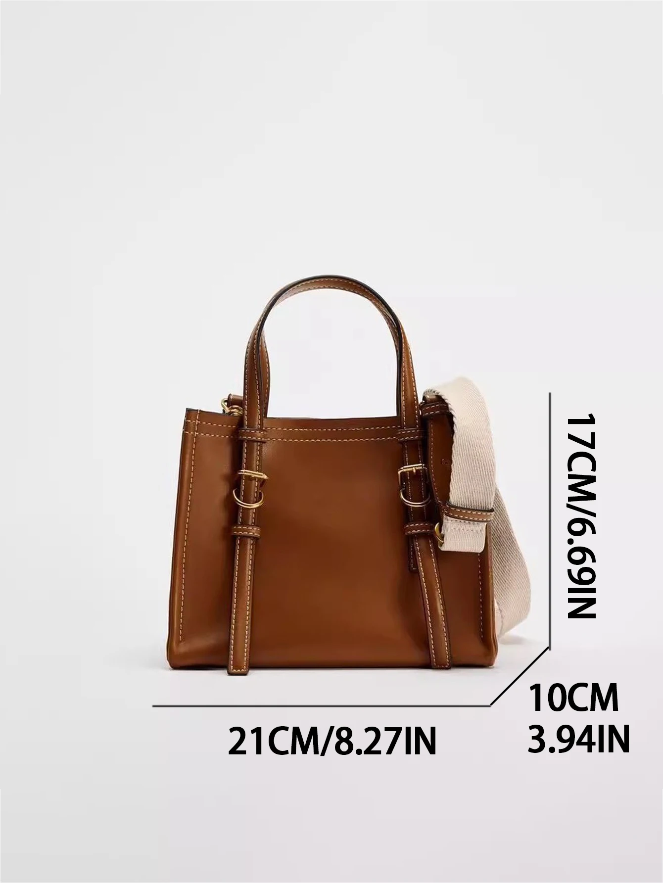 Cross border 2024 brown yellow handbag autumn new product, versatile single shoulder crossbody bag for work, commuting, leisure image 2