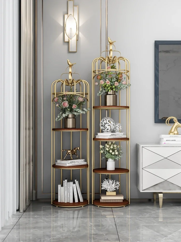 Modern new Nordic iron bird cage frame, living room balcony with multi-layer flower stand, light luxury decoration stranded
