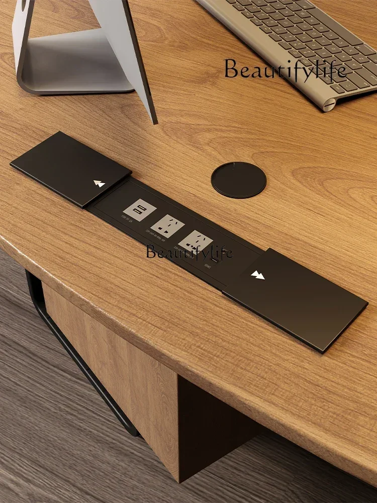 yj7 Solid wood computer desk boss desk office workbench home desk medium antique high sense