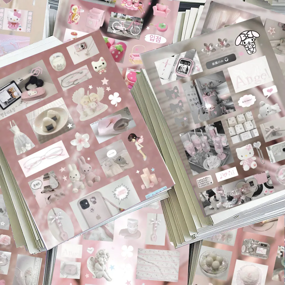 8 قطع من ملصقات السلسلة الوردية على الطراز الإضافي - شارات أحمر الخدود الناعمة لكتب اليد والمجلات وحافظات الهاتف LanLanStickersWorld Store #2