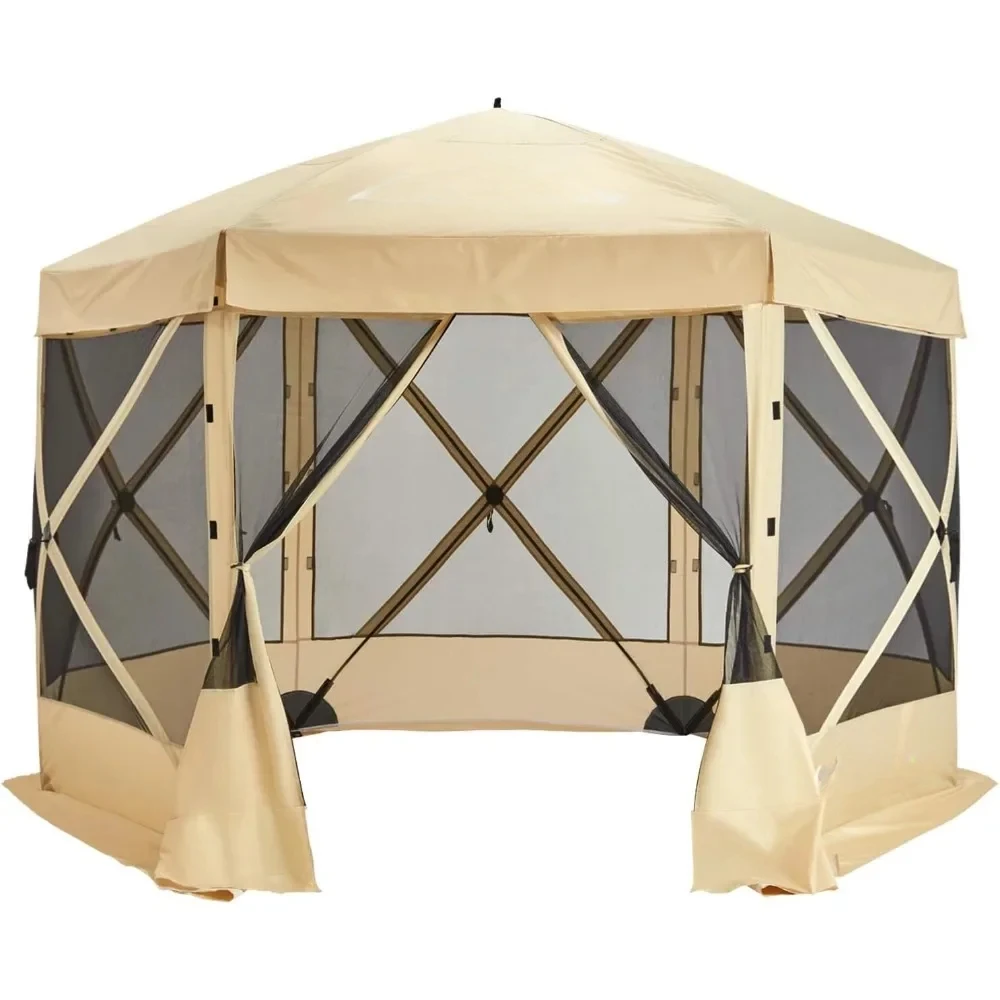 Tenda de acampamento ao ar livre com tela portátil para casa, gazebo pop up com bolsa de transporte (12x12)