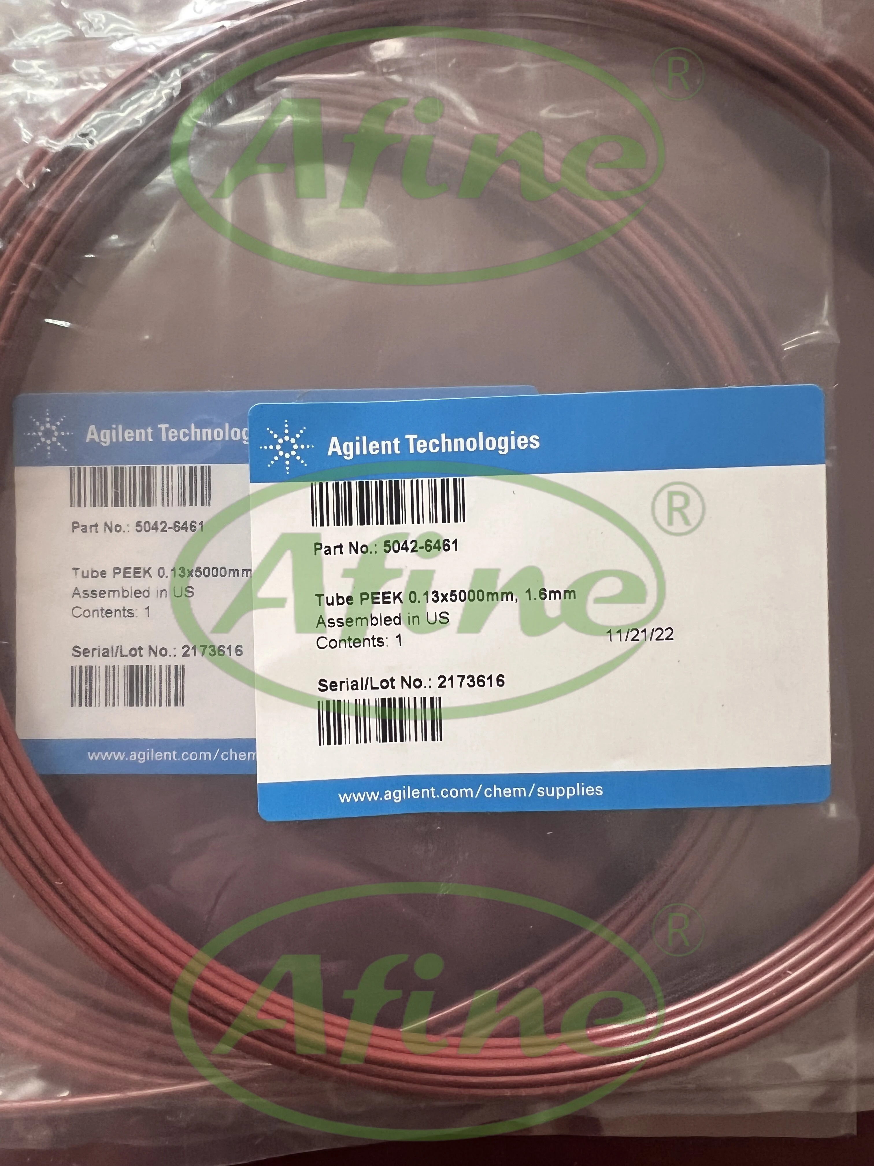 AFINE Agilent 5042-6461,Tubing, PEEK, 1.6 mm od, 0.13 mm id, 5 m