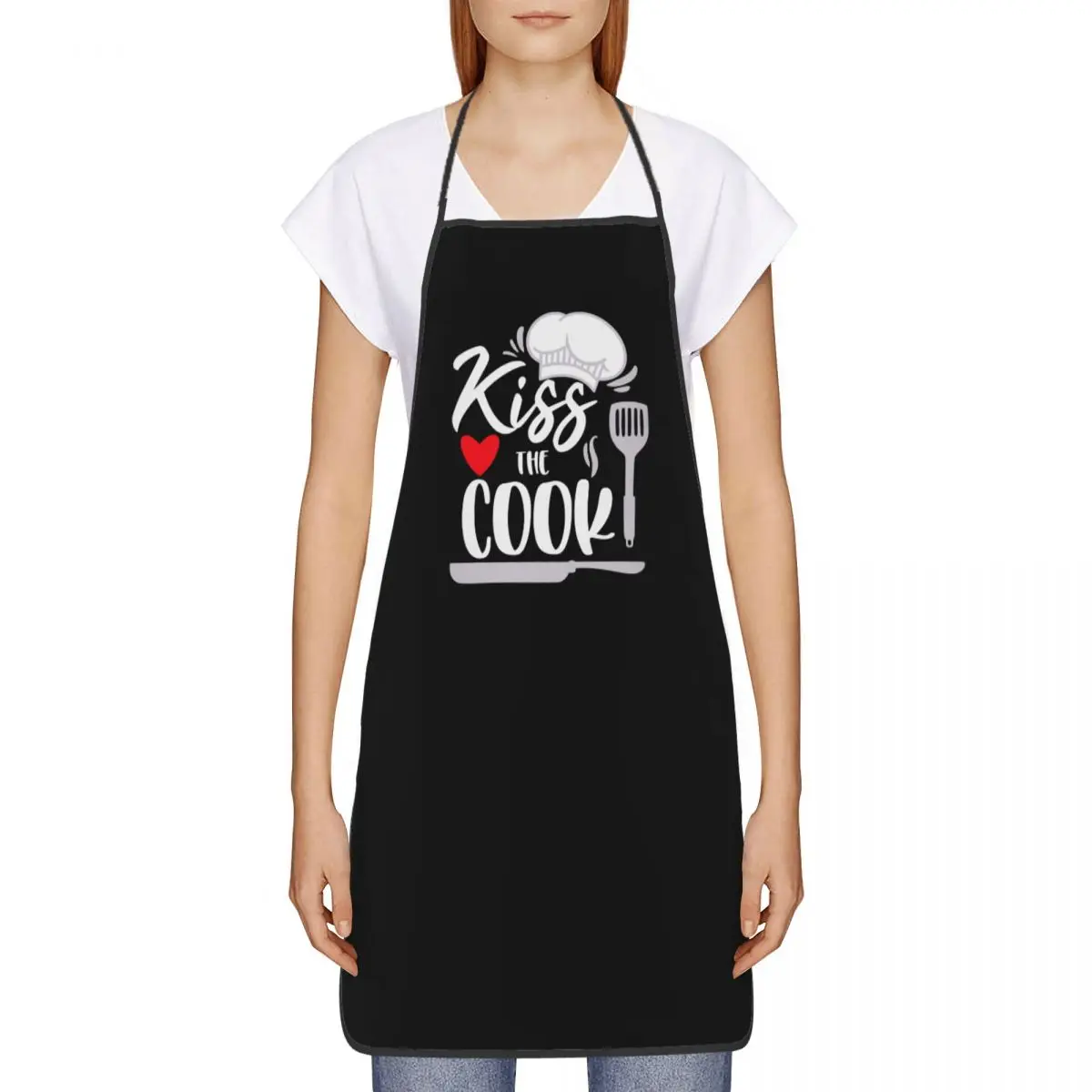 Kiss The Cook Funny Apron Men Women Adult Unisex Kitchen Chef Bib Tablier Cuisine Cooking Baking Painting