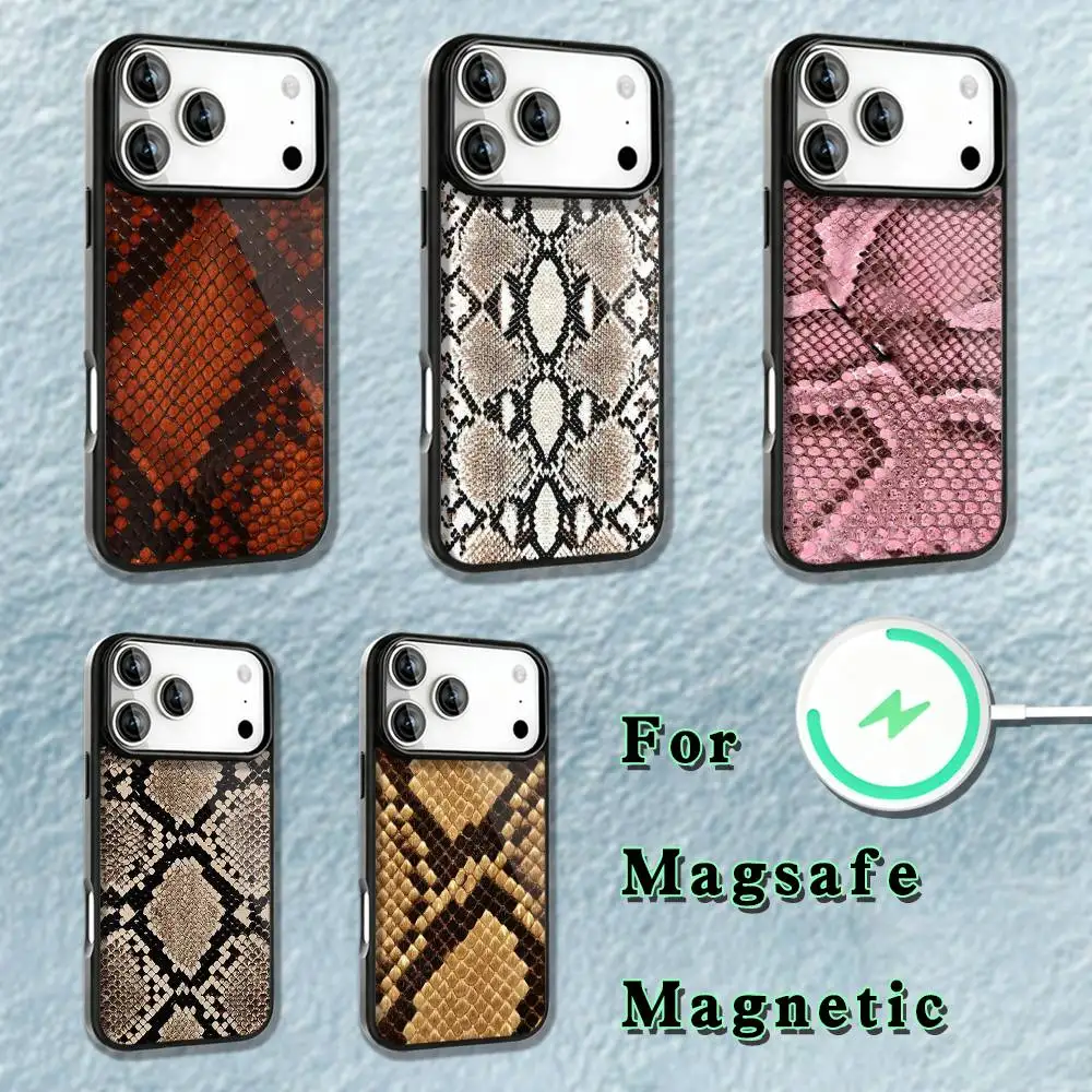 

Snake skin pattern Phone Case For iPhone 17,16,15,14,13,12,11,Pro,Max,Plus,Mini,SE4,E Magnetic Magsafe Wireless Charging