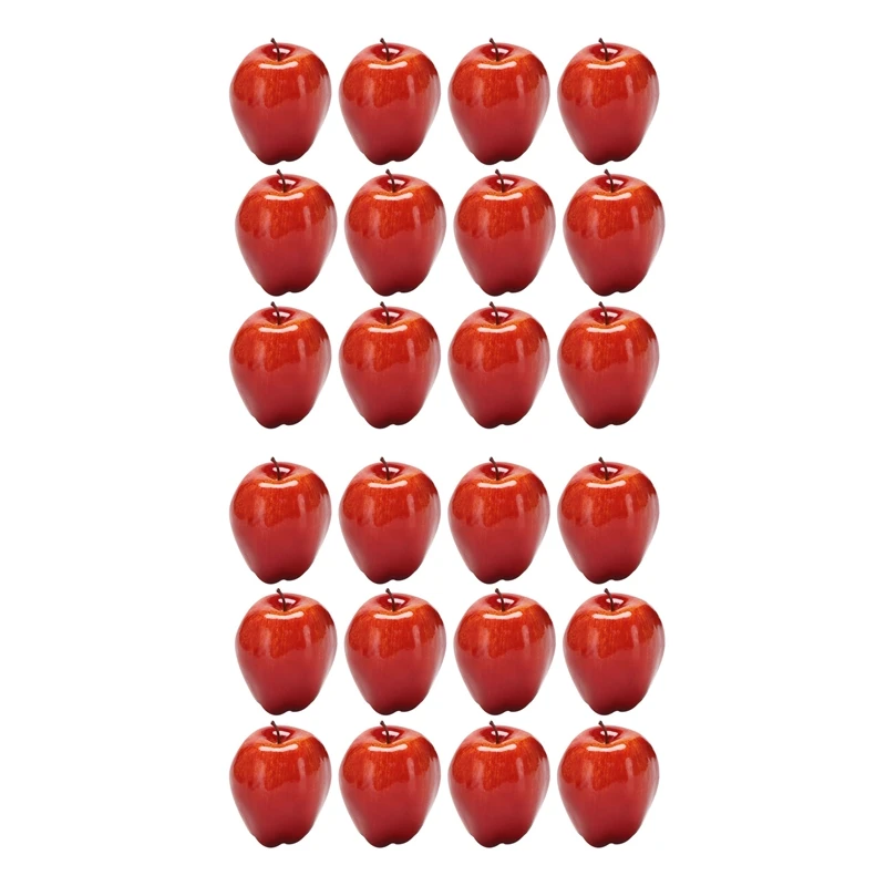 24Pcs Artificial Apples Red Delicious Fruit For Kitchen Home Foods Decor Home Party Decoration Artificial Apples