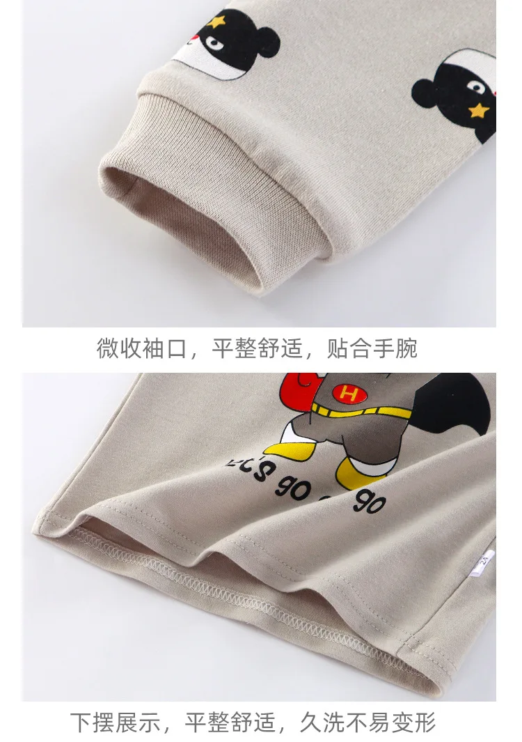 Jungen Mädchen Herbst Baumwolle Langarm-Wärmeset Kinder Weiche Atmungsaktive Heimkleidung Baby Kinder Dehnbare Bequeme Pyjamas Casual – Detail 13